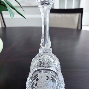 Vintage Artmark Bleikristall 24% Lead Crystal Etched Frosted Owl 8" Bell Germany